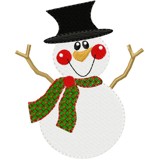 Snowman with top hat machine embroidery design