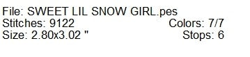 Sweet lil snow girl machine embroidery design