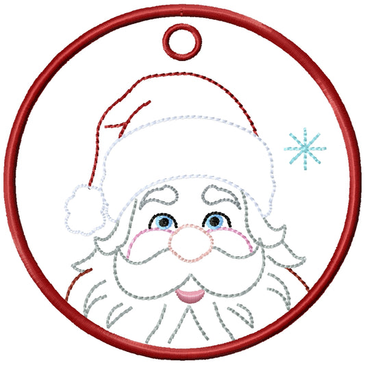ITH Santa 1 ornament machine embroidery design