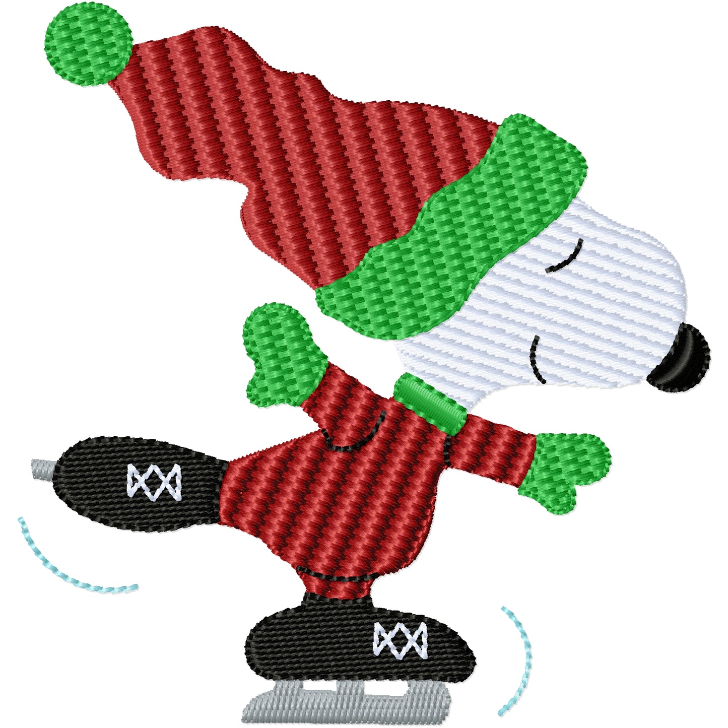 Ice skater Snoopy machine embroidery design