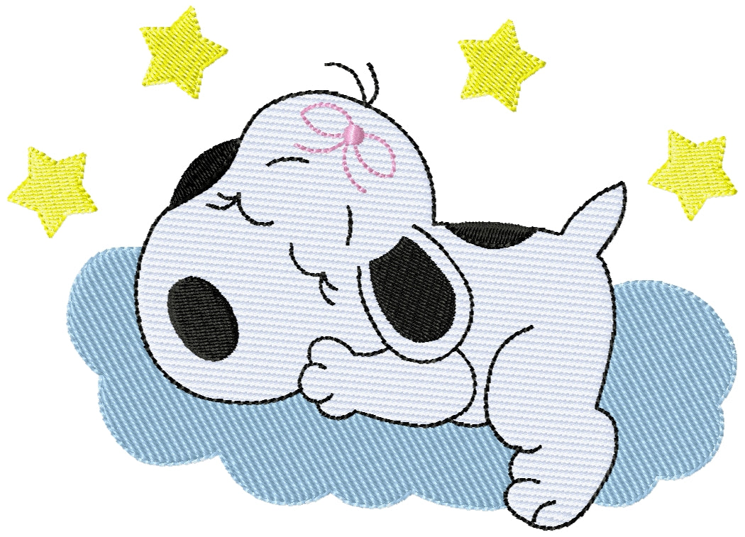 Sleeping Snoopys sister on a cloud machine embroidery design 2 sizes