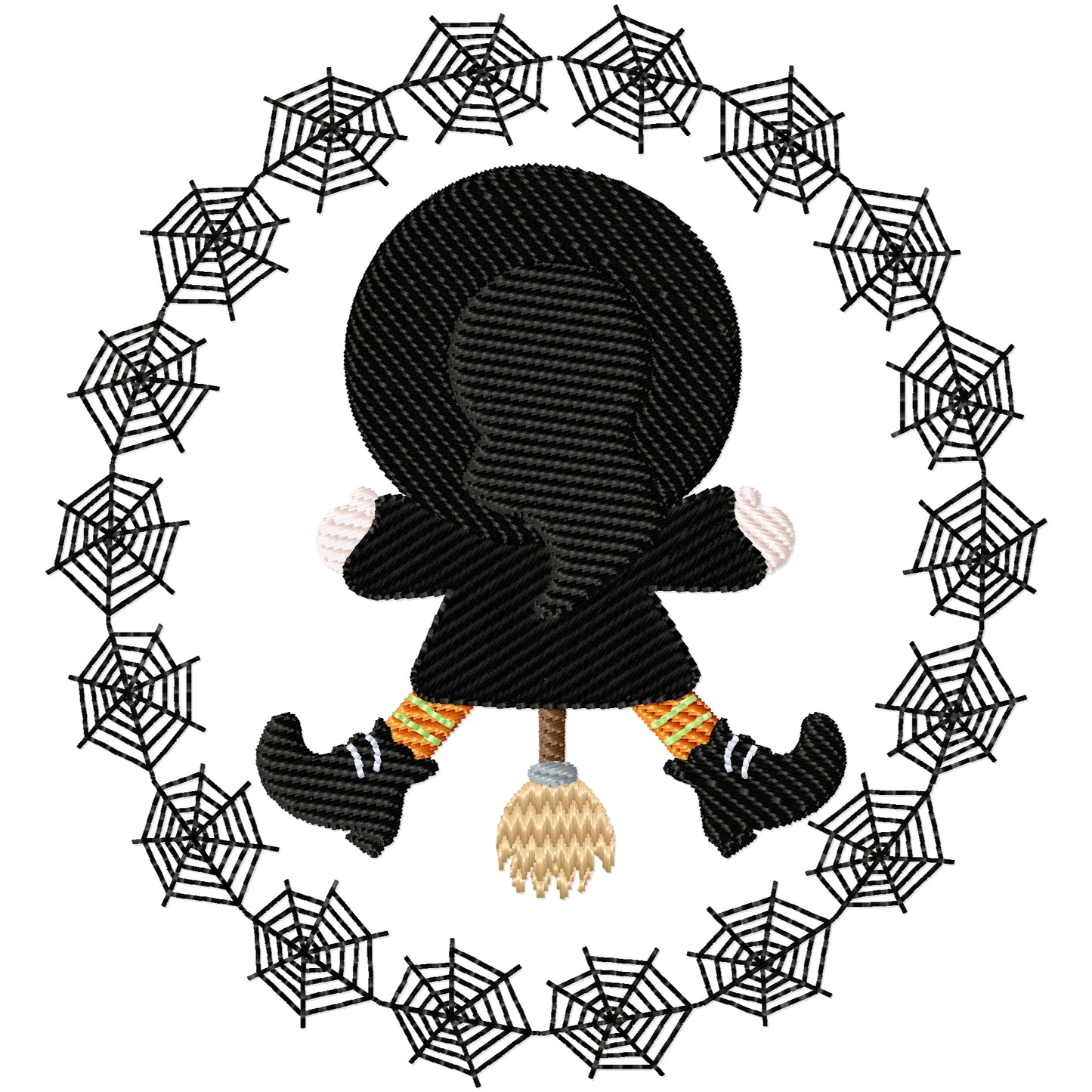 Smashed witch Halloween machine embroidery design 2 sizes