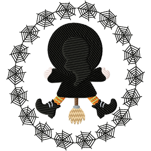 Smashed witch Halloween machine embroidery design 2 sizes
