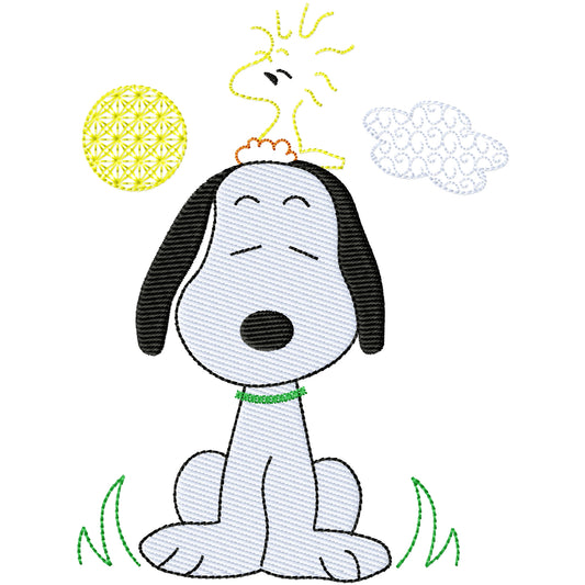 Snoopy 1 filled machine embroidery design 2 sizes