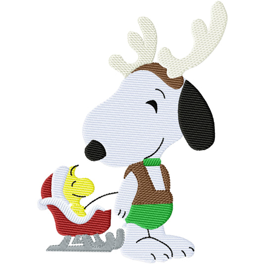 Reindeer Snoopy dog machine embroidery design 2 sizes