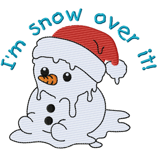 Snow over it snowman machine embroidery design 2 sizes