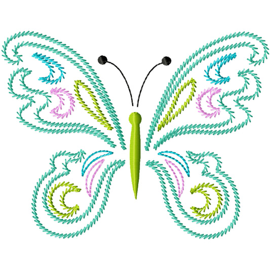 Stem stitch butterfly 1 machine embroidery design