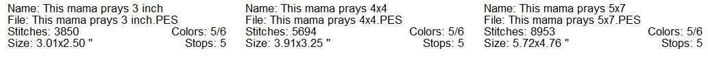 This mama prays machine embroidery design 3 sizes