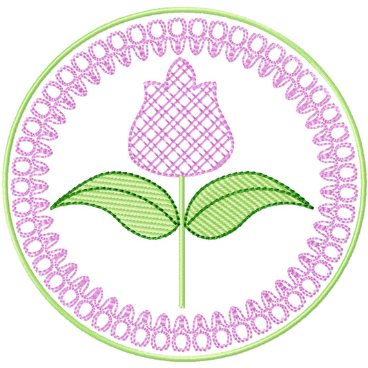 ITH Tulip coaster machine embroidery design