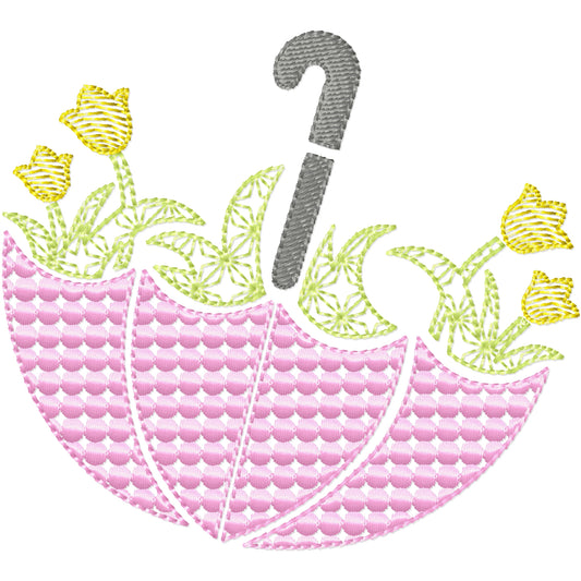 Tulip umbrella machine embroidery design 3 sizes