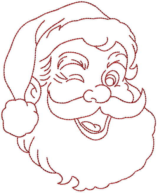 Vintage Santa 4 red work machine embroidery design 2 sizes