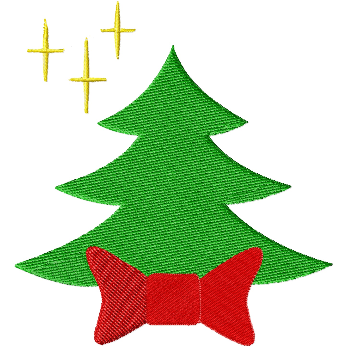 X mas' tree with bow machine embroidery design