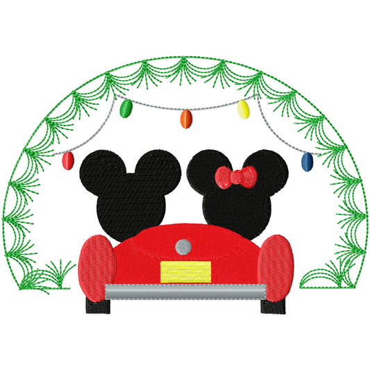 Xmas Minnie and Mickey machine embroidery design 2 sizes