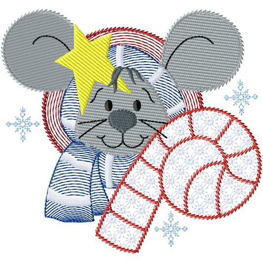 Christmas mouse 1 machine embroidery design 2  sizes