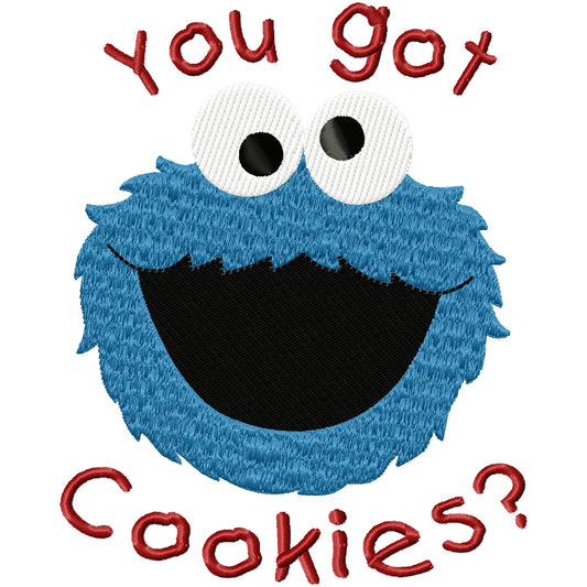 You got cookies? Cookie monster machine embroidery design 2 sizes