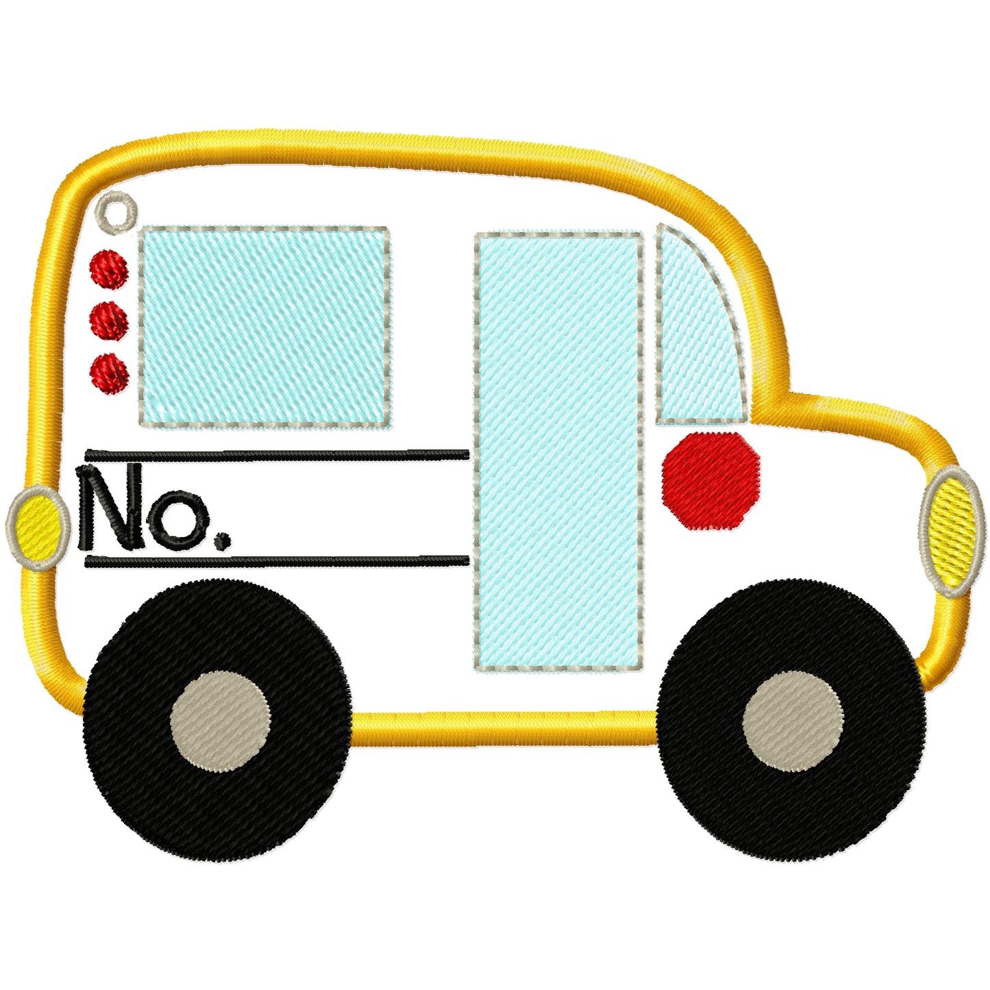 Applique bus tag machine embroidery design
