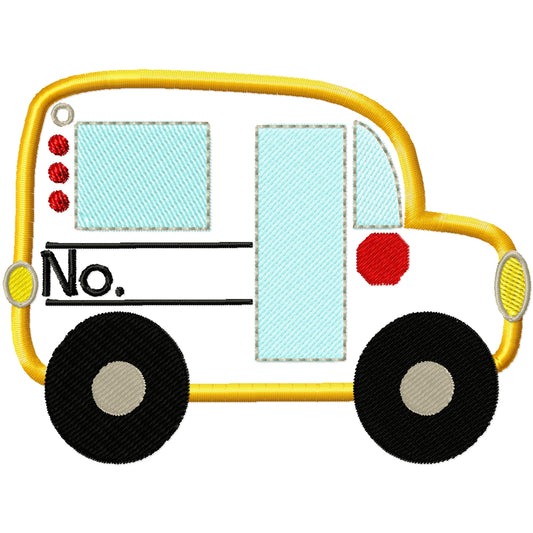Applique bus tag machine embroidery design