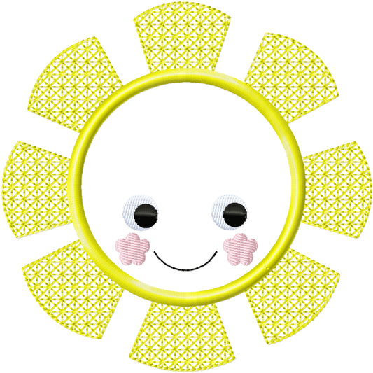Appliqued Sunshine machine embroidery design