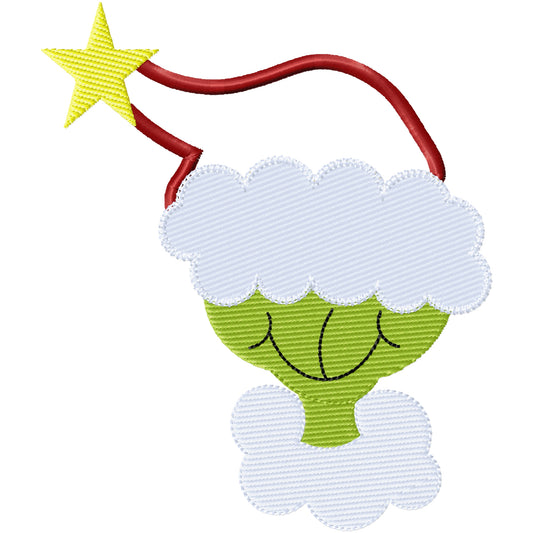 Big hat Grinch applique machine embroidery design 3 sizes