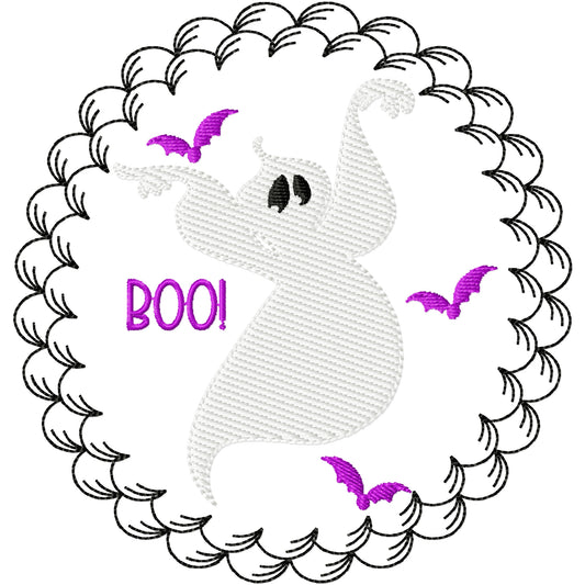 Boo Ghost Halloween machine embroidery design 2 sizes