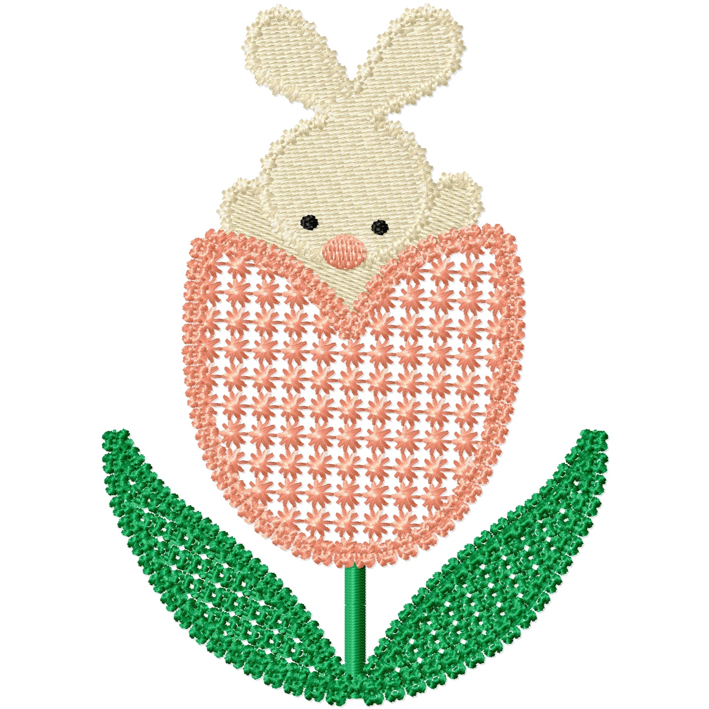Bunny in a tulip machine embroidery design
