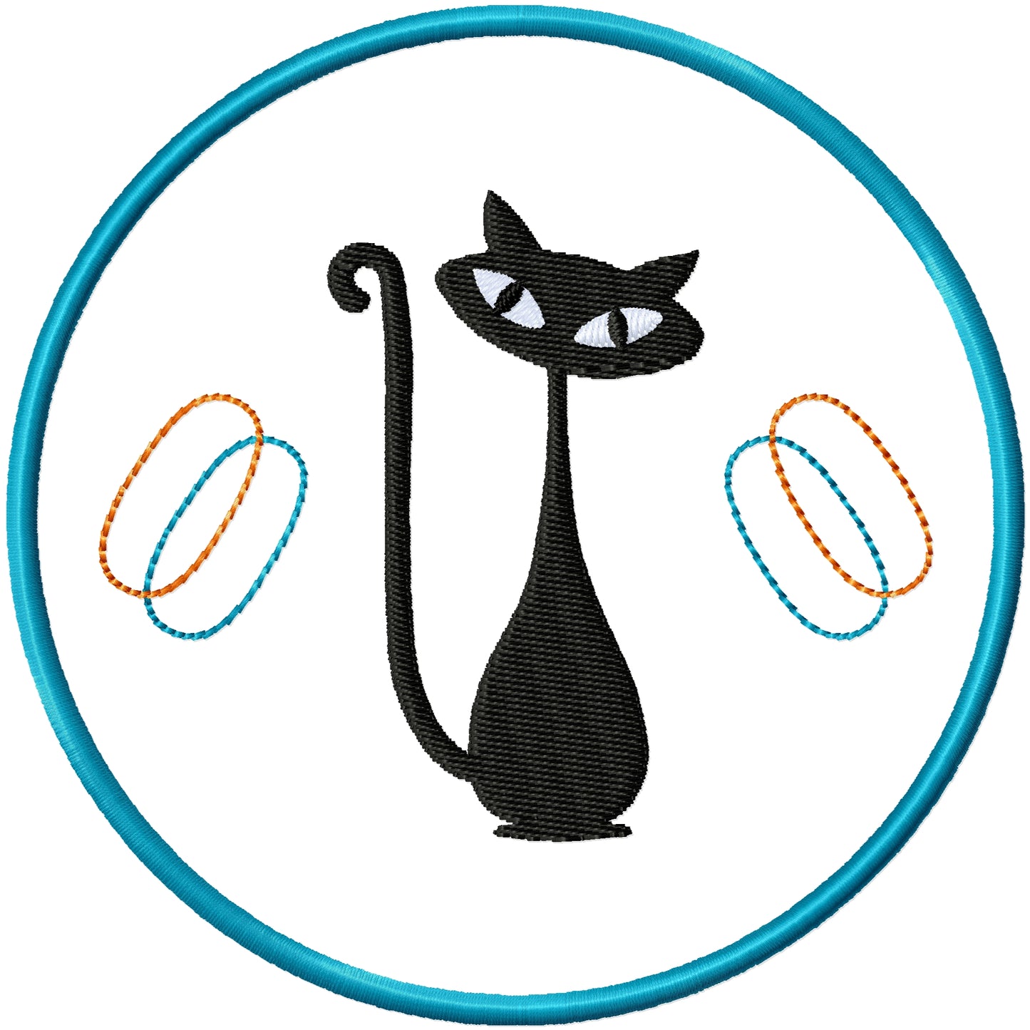 ITH MCM Retro cat coaster machine embroidery design 3-3