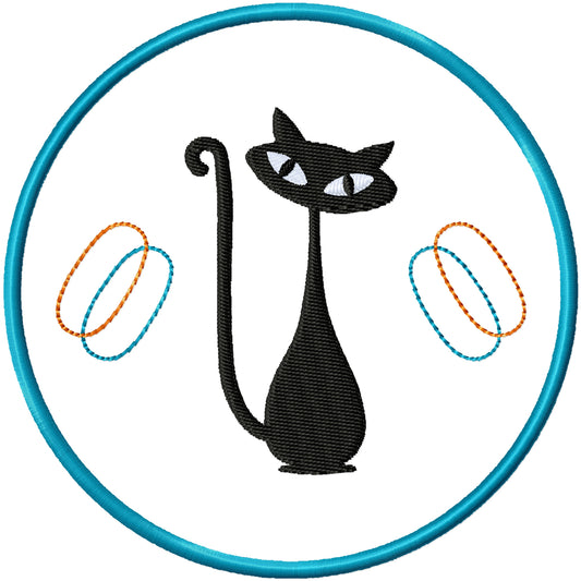 ITH MCM Retro cat coaster machine embroidery design 3-3
